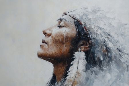 Obraz na płótnie canvas - Szaman w białym piórze