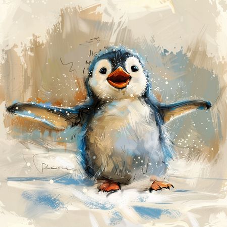 Obraz na płótnie canvas - Wesoły pingwinek