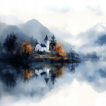 Obraz na płótnie canvas - Kościół nad jeziorem