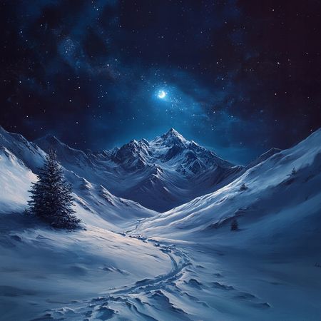 Obraz na płótnie canvas - Górskie szczyty pod gwiazdami