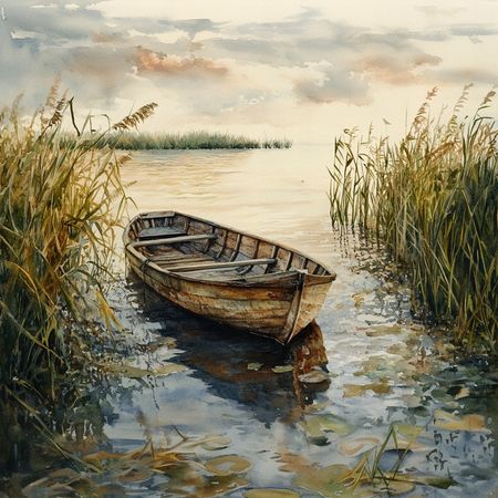 Obraz na płótnie canvas - Łódka na jeziorze