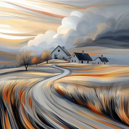 Obraz na płótnie canvas - Wioska wśród pól