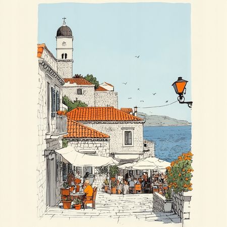 Obraz na płótnie canvas - Kafejka z widokiem na Adriatyk ☀️