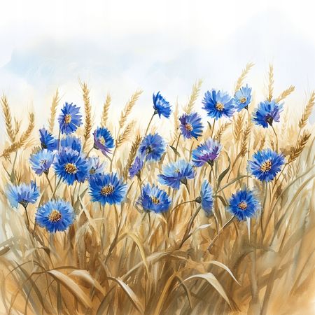 Obraz na płótnie canvas - Chabry w zbożu