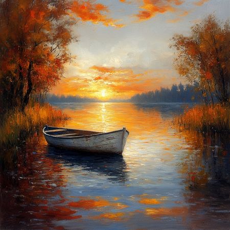 Obraz na płótnie canvas - Zachód słońca nad jeziorem