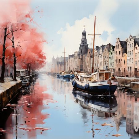 Obraz na płótnie canvas - Poranny spacer nad kanałem