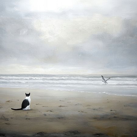 Obraz na płótnie canvas - Mruczek i mewa