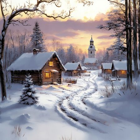 Obraz na płótnie canvas - Zimowa wioska