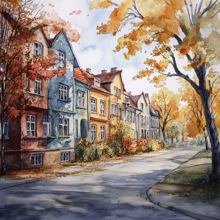 Obraz na płótnie canvas - Kamienice w jesiennej odsłonie