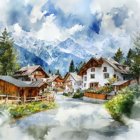 Obraz na płótnie canvas - Alpejskie miasteczko