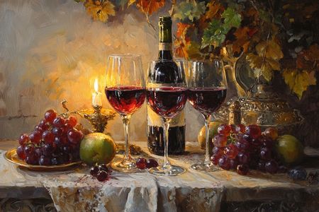 Obraz na płótnie canvas - Romantyczny wieczór z winem
