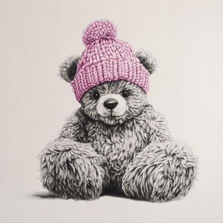 Obraz na płótnie canvas - Misiek w różowej czapie