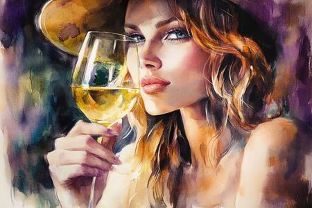 Obraz na płótnie canvas - Kobieta i wino