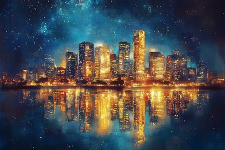 Obraz na płótnie canvas - Manhattan w lustrze wody