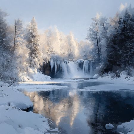 Obraz na płótnie canvas - Zamarznięty wodospad