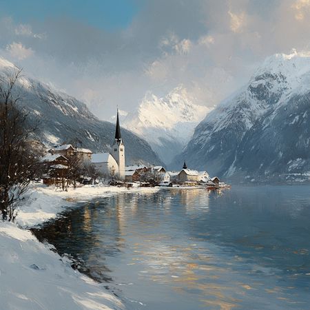 Obraz na płótnie canvas - Zima w Hallstatt