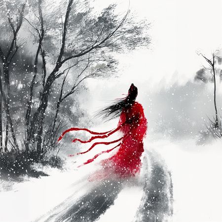 Obraz na płótnie canvas - Dziewczyna w czerwieni