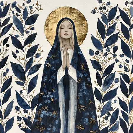 Obraz na płótnie canvas - Matka Boska wśród kwiatów