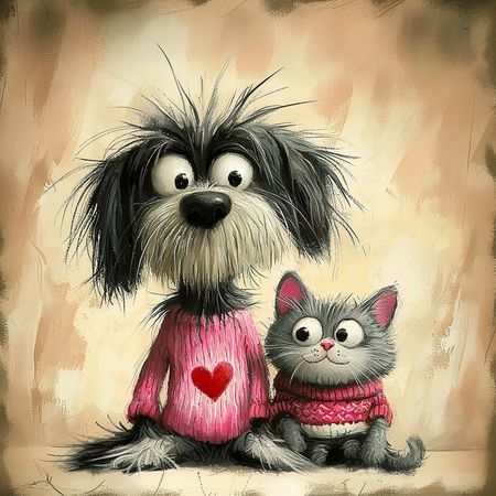 Obraz na płótnie canvas - Pies & kot