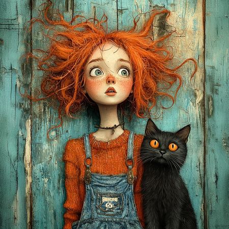 Obraz na płótnie canvas - Ruda z kotem :-)