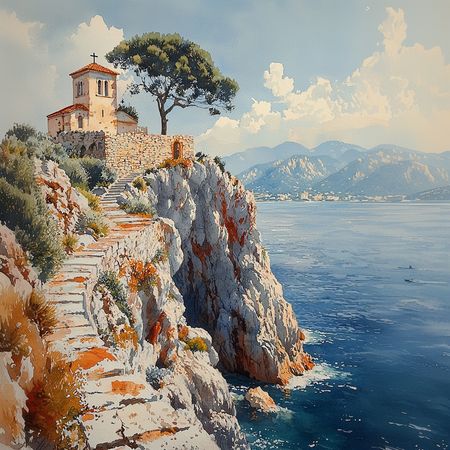 Obraz na płótnie canvas - Kościółek na klifie