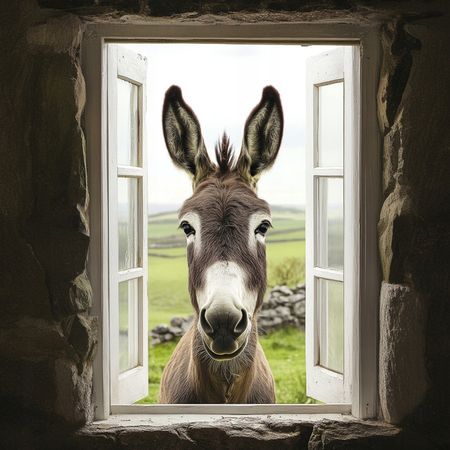 Obraz na płótnie canvas - Ciekawski osiołek