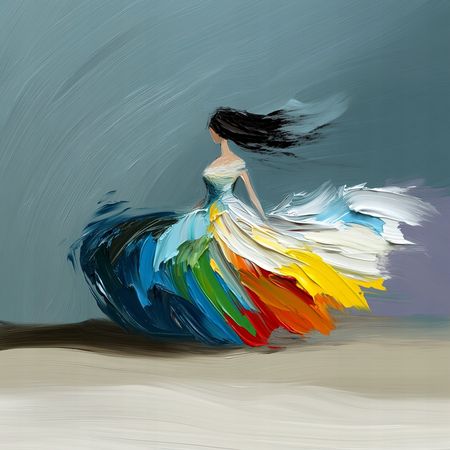 Obraz na płótnie canvas - Kobieta w kolorowej sukni