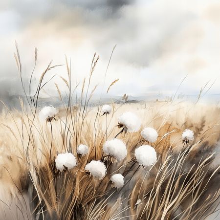 Obraz na płótnie canvas - Bawełna wśród traw