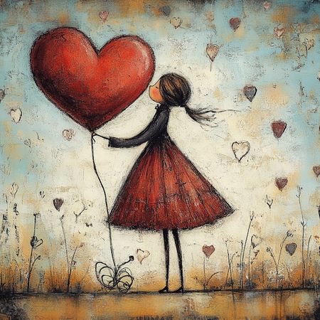 Obraz na płótnie canvas - Dziewczyna z serduchem ♥