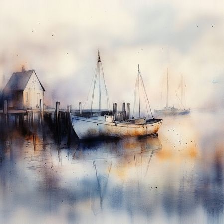 Obraz na płótnie canvas - Przystań we mgle