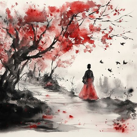 Obraz na płótnie canvas - Spacer wśród kwitnących wiśni