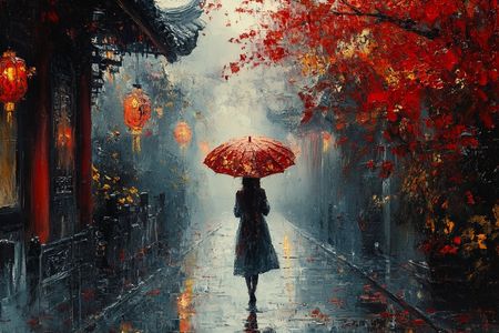 Obraz na płótnie canvas - Orientalna uliczka jesienią